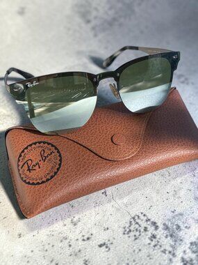 Ray-Ban Blaze Clubmaster RB3576-N Silver Mirror Sunglasses w/ Case